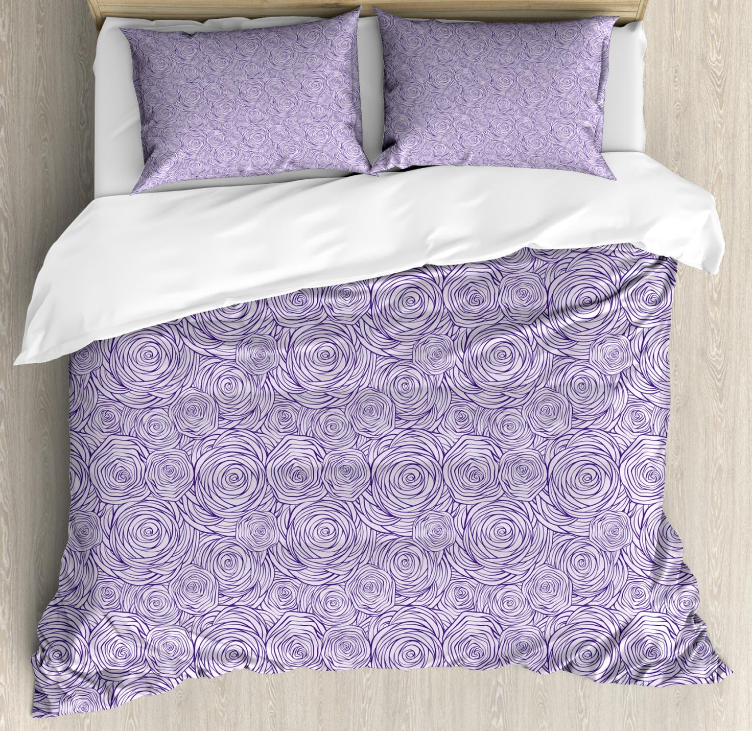 Rose Duvet Cover Set Queen Size Hand Drawn Stylized Romantic Roses Rose Duvet Cover Set Queen Size Hand Drawn Stylized Romantic Roses With Spiral Shape Petal Composition Decorative 3 Piece Bedding 2 Pillow Shams