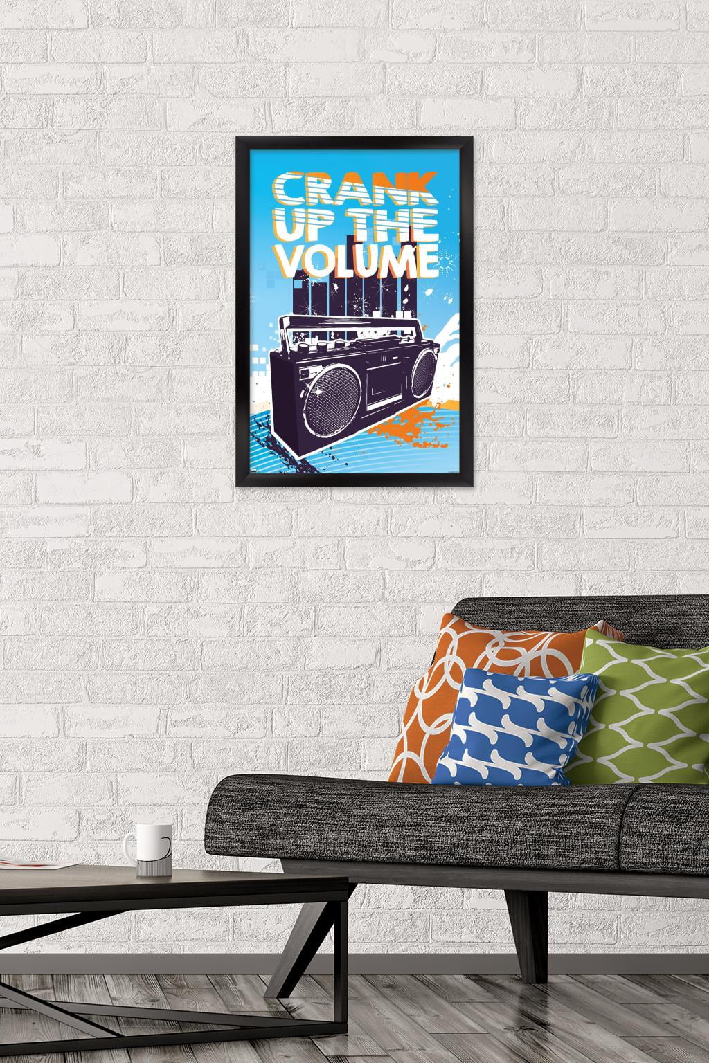 Music - Crank Up the Volume Wall Poster, 14.725" x 22.375", Framed
