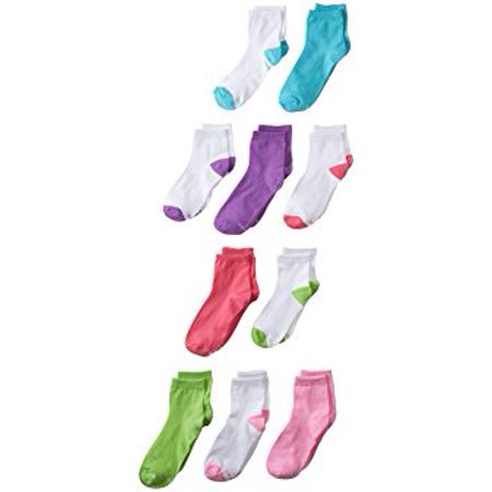 Hanes Girls Ankle Socks 10-Pack, Sizes S-L