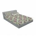 thumbnail image 3 of Ambesonne Flower Fitted Sheet & Pillow Sham Set, Flowers and Leaves Pattern, Twinxl, Multicolor, 3 of 3
