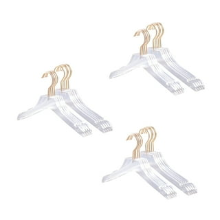Growment 5 Pcs Clear Acrylic Clothes Hanger with Gold Hook, Transparent Shirts Dress Hanger with Notches for Lady Kids L, Size: Large