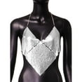 thumbnail image 4 of Sequin Tops for Women Sparkly Strappy Cropped Tank Tops Sexy V Neck Top Concert Outfits Party Disco Club Night One Size, 4 of 6