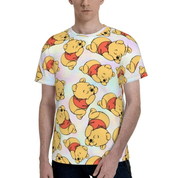 Winnie The Pooh Men's T Shirts Cartoon Graphic Short Sleeve Tees Novelty Casual Unisex Adults Tee Shirt Tops