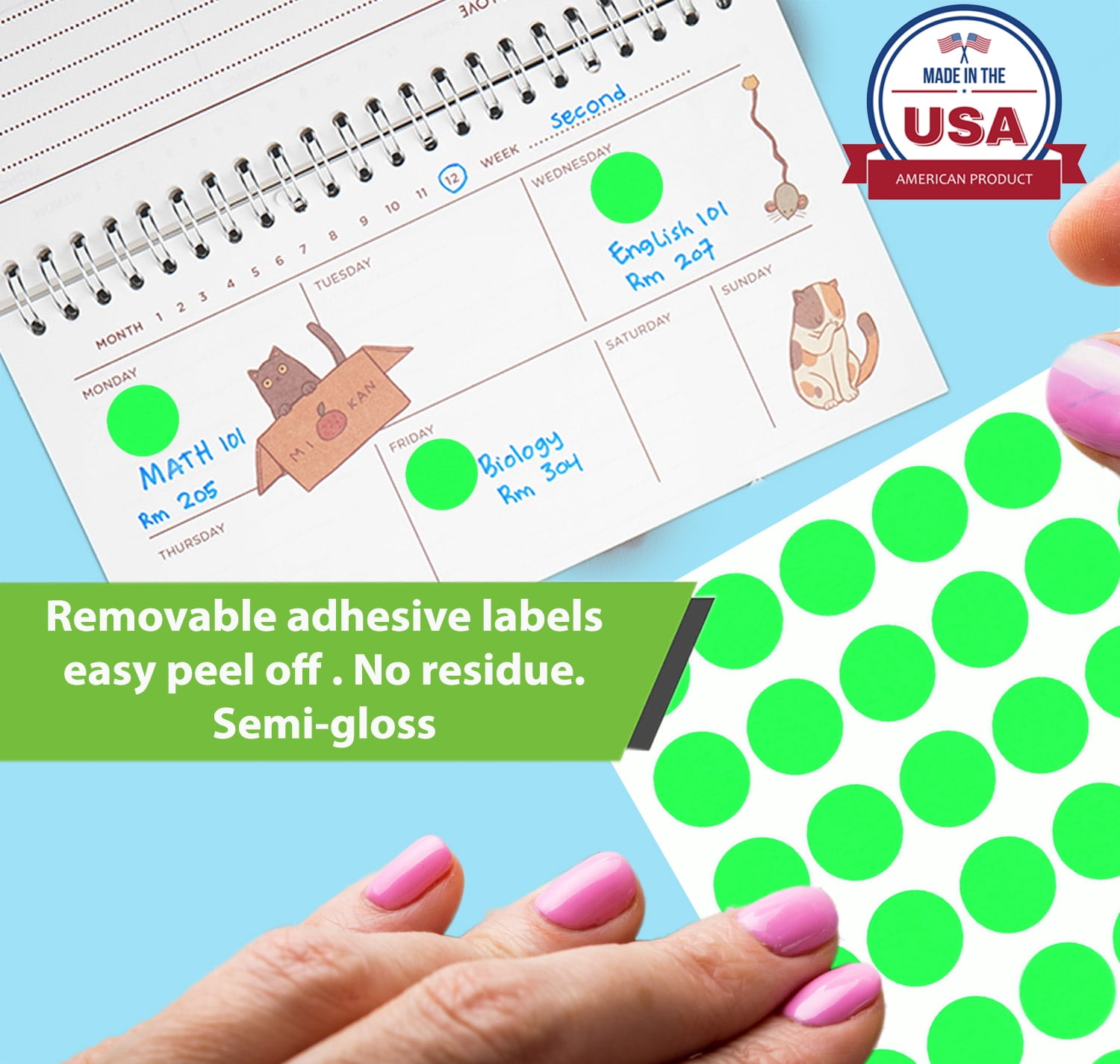 Royal Green Removable Labels Easy Peel Off 1.5cm No Residue Color Code Stickers Round 15mm 7700 Pack - (Grey)