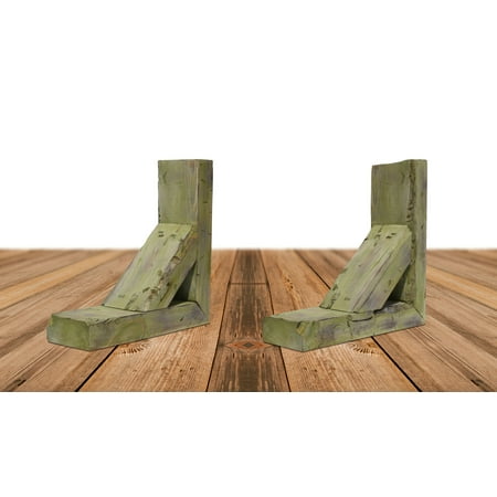 

3 1/2 W x 10 D x 12 H Vintage Farmhouse Bracket Barnwood Decor Collection Restoration Green (2-Pack)