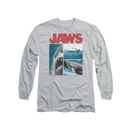 Jaws Shark Horror Spielberg Movie Swimmer Attacked Clips Adult L-Sleeve (Best Shark Tank Clips)