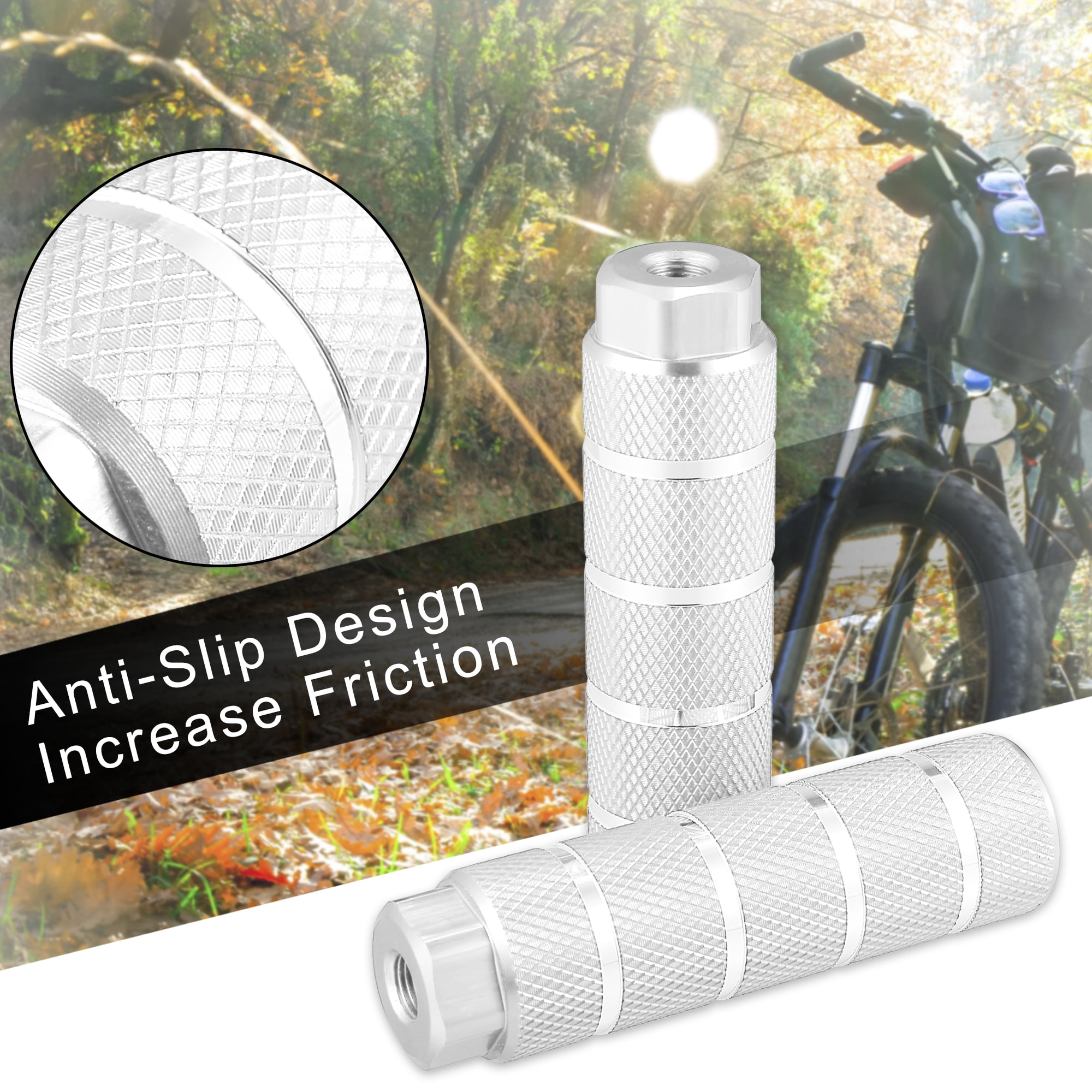 Unique Bargains 4pcs Aluminum Alloy Rear Foot Pegs Universal Silver Tone for BMX MTB