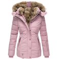 thumbnail image 5 of yuCgh Women's Solid Color Hooded Jacket Cotton Jacket with Mid-Length Design for Winter Warm and Comfortable Outerwear for Daily Use,Pink 2XL, 5 of 7