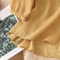 thumbnail image 5 of Holzkary Linen Blouses for Women Embroidered Boho Tunic Top Festival Casual Loose T Shirt Half Sleeve Top Elbow Length Blouses Embroidered Retro Cotton and Linen Slim T Shirts Yellow 4Xl, 5 of 7