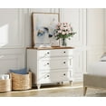 thumbnail image 4 of White Nightstand with 3 Drawers, 34 Inch Large Wood Bedside Table, Modern Sofa Side End Table, Chest of Drawers for Bedroom & Living Room, 4 of 9