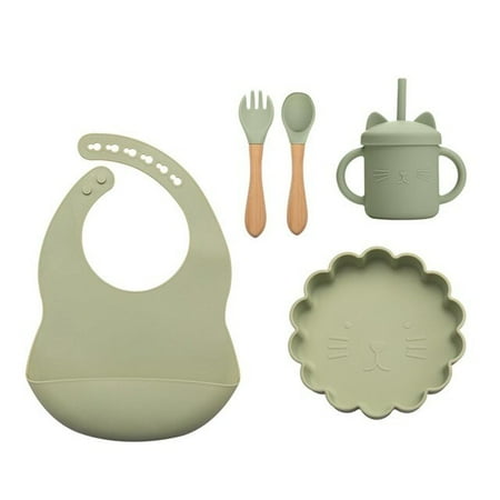 

QWZNDZGR 4Pcs Silicone Feeding Tableware Sets Baby Cartoon Lion Dinner Plate Baby Silicone Bowl BPA Free Food Grade for Baby Tableware