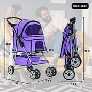 BestPet, Cat Carrier Stroller, 4 Wheels, Purple, Fabric+Steel