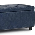 thumbnail image 4 of Simpli Home Hamilton 48 Pouces Ottomane de Rangement Traditionnelle en Similicuir Bleu Denim, 4 of 8