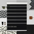 thumbnail image 2 of MOOD Zebra Shades for Windows | Custom Size + Cordless + Durable and Stylish Roller Shade | Day and Night Dual Layer Combi Blind | Night Black (Light Filtering) | 26.5"W x 24"H, 2 of 9