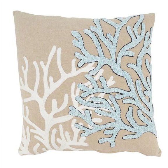 Saro Lifestyle Coral Haven Throw Pillow Cover