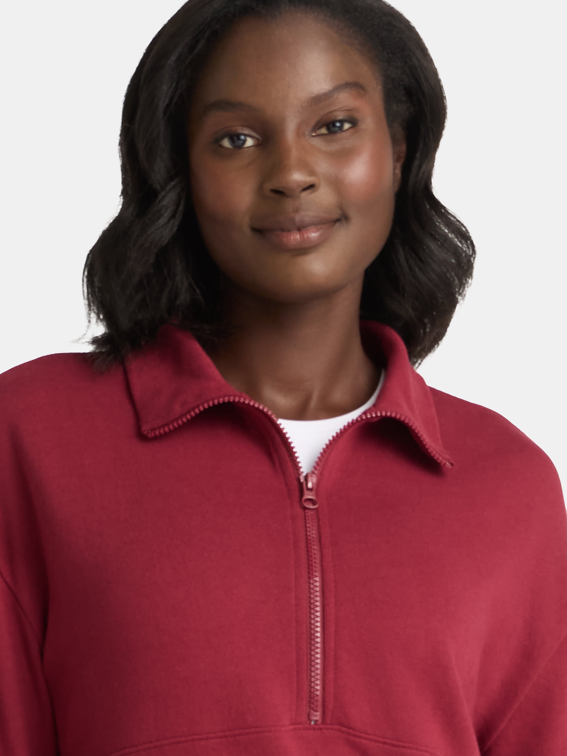 Time and Tru Women's Half Zip Fleece Sweatshirt, Sizes XS-XXXL
