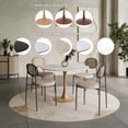 thumbnail image 6 of LeisureMod Modern 35" Round Dining Table with MDF Top and Wood Transfer Steel Pedestal Base in Natural Finish, 6 of 9