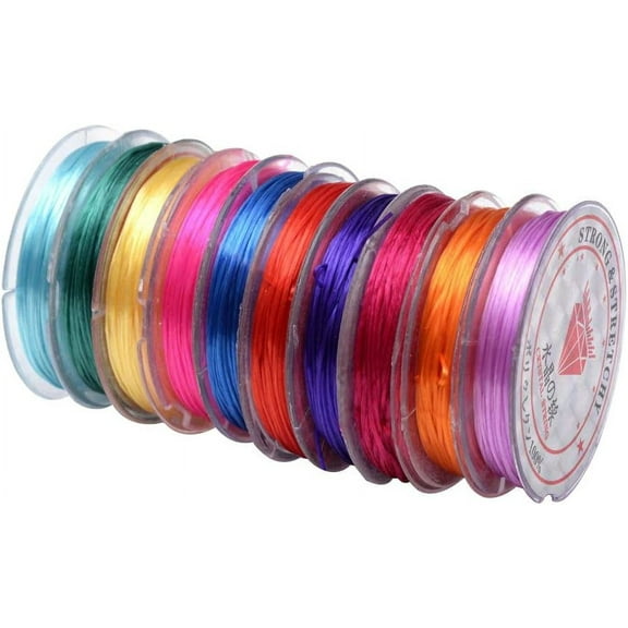 Flat Elastic Crystal String Elastic Beading Thread for Stretch Bracelet Making Mixed Color 0.5mm 10.93 yards(10m)/roll 10rolls/group