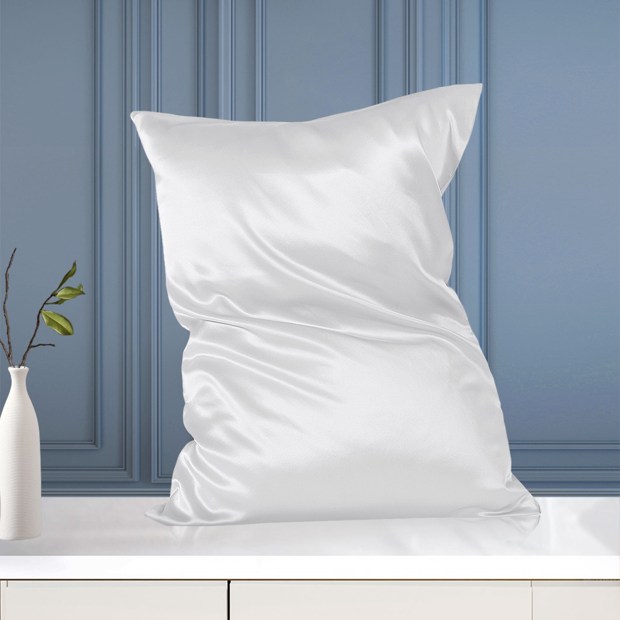 Unique Bargains 19 Momme Silk Pillowcase with Zipper 1 Pc White 20" x 36"