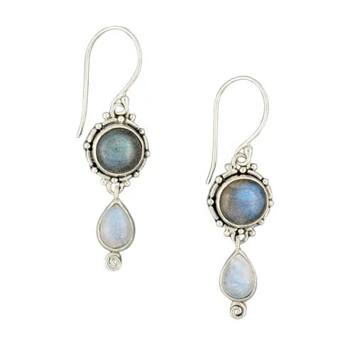 Gemifyer 925 Sterling Silver Earrings Labradorite And Moonstone for Women – Elegant Handmade Jewelry Gift
