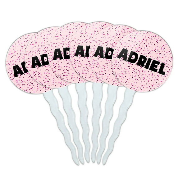 Adriel Cupcake Picks Toppers - Set of 6 - Pink Speckles