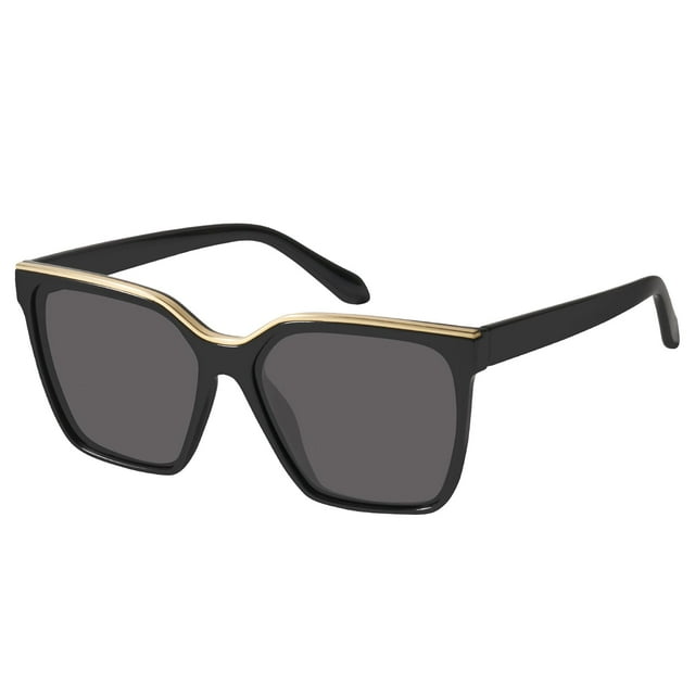 Anteojos de sol cuadrados polarizados oversized negro dorado Mosanana