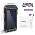 thumbnail image 6 of 2PK BAOKALER 30000mAh Solar Charger for Cell Phone iPhone, Portable Solar Power Bank with Dual 5V USB Ports, 2 Led Light Flashlight, Compass Battery Pack for Outdoor Camping Hiking(Purple), 6 of 10