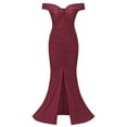 thumbnail image 5 of USSUMA Beach Dresses for Women Casual Summer,Women's Formal Evening Maxi Dress Elegant V Neck Backless Off Shoulder Pleated High Split Gown Cocktail Party Long Dress, 5 of 8