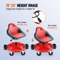 thumbnail image 3 of KFFKFF Mobile Workshop Stool, Supports up to 300LBS, Height Alterable from 16"-21", Technician's Chair with Rotating Wheels and Equipment Holder, Ideal for Garage, Vehicle Maintenance Shop, in Red, 3 of 9