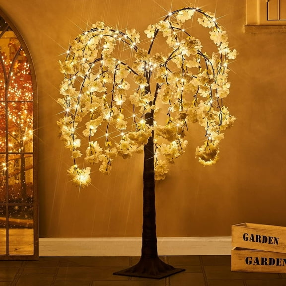 Cherry Blossom Tree with Fairy Lights - White