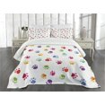 thumbnail image 3 of Ambesonne Colorful Quilted Bedspread Set 3 Pcs, Animal Footprints, King Size, Multicolor, 3 of 5