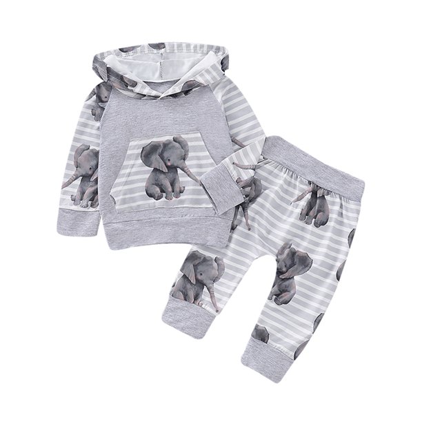 LAPAKIDS Newborn Infant Baby Boy Hooded Sweatshirt Tops Pants Clothes