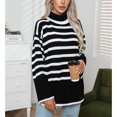 thumbnail image 4 of Women Sweater Women Sweater High Neck Long Sleeves Strip Pattern Loose Fit Knit Pullover Knitwear For Winter Fall ANGGREK Otros, 4 of 7