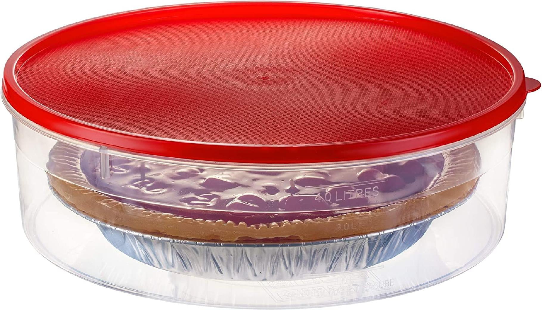 2 Pack Pie Carrier Cake Storage Container with Lid | 10.5 Large Round  Plastic Cupcake Cheesecake Muffin Flan Cookie Tortilla Holder Storage