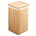 thumbnail image 3 of Bamboo Handle Dirty Clothes Basket, Foldable Bamboo Laundry Basket Storage Laundry Hamper with Removable Washable Lining for Home, 3 of 8