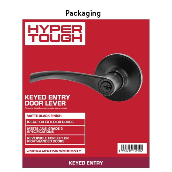 Hyper Tough Keyed Entry Door Lever in Matte Black