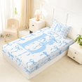 thumbnail image 4 of Manfei Girls Kawaii Bow Personalized Initial B Twin Sheet Sets 3pcs,Vintage Blue Polka Dots Bedding for Kids Teens,Lightweight Room Decor, 4 of 5