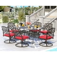 thumbnail image 4 of Magic Union 7 piece Cast Aluminum Outdoor Patio Dining Set, Bronze/Red, 4 of 9