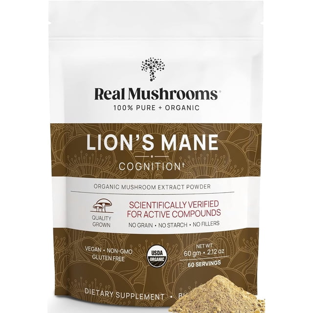 Real Mushrooms Lion's Mane Cognition | 1,000 Mg | 60 Servings | 60g