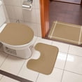 thumbnail image 4 of Pure Khaki Bath Mat 3 Piece Bathroom Rug Set, Simple Solid Color Non Slip Bath Rug Contour Mat and Toilet Lid Cover, Absorbent Shower Mats Soft Bath Rugs and Mats Sets, 4 of 8