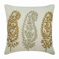 The HomeCentric Ivory Cushion Cover Pack of 2 18x18 inch (45x45 cm) Silk Pillow Cover Square Beaded Gold And Silver Indian Paisley Throw Pillow Cover Ivory Pillow Cover Traditional Easter-Paisley Diva