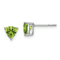 Primal Gold 14 Karat White Gold Trillion Peridot Earrings