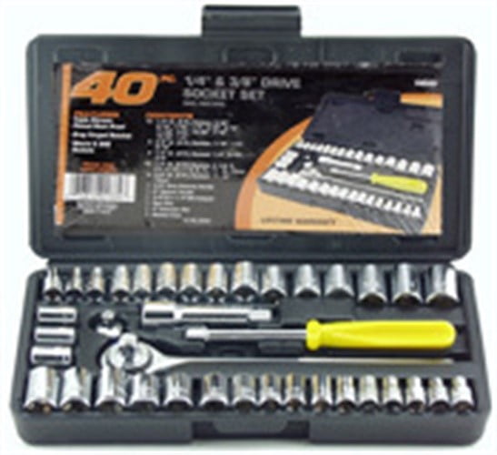 40 Piece 3/8" And 1/4" Drive Socket Set Tool Kit Box Ratchet Wrench Extension 