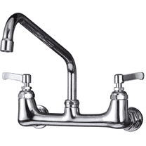 Chrome Commercial Sink Faucet with 8” Swivel Spout 8" Center Wall Mount Kitchen Faucet, Dual Handles Brass Utility Sink Faucet for Laundry Room Restaurant