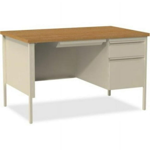 48 x 30 x 29 in. Fortress Series Right Single-Pedestal Desk, Oak & Putty