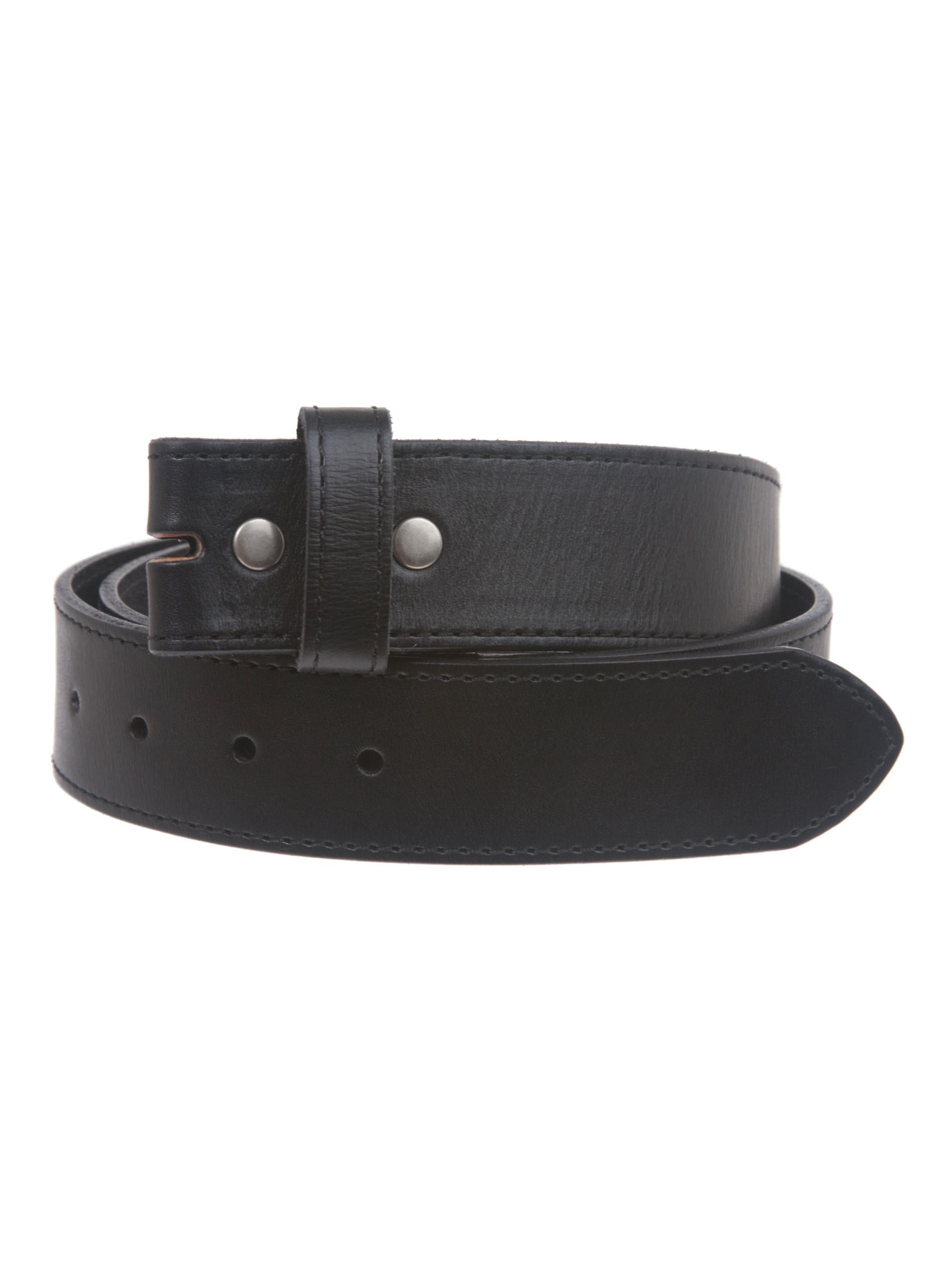 Strap / Snap On Buckle 36 Inch Unisex. Black Top Grain American Leather Belt