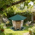 thumbnail image 2 of Bird Feeder for Outdoor Hanging, Clear Hexagon Plastic Seed Feeder with Rainproof Roof & Multi Perch Tray, Weather Resistant Hanging Bird Food Dispenser for Yard Garden Patio Backyard, 2 of 5