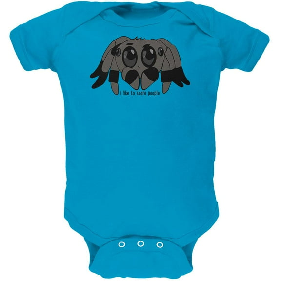 Cute Jumping Spider Cartoon I Like To Scare People Soft Baby One Piece Turquoise 3-6 M