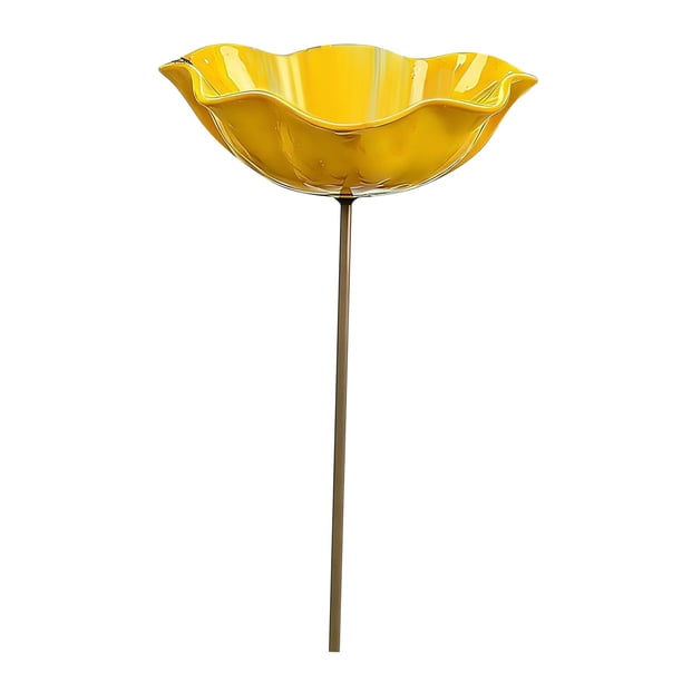 Estaca para jardín, para pájaros, fácil instalación, decoración novedosa, estaca para flores, cuenco para abejas, ideal para regalar, para Amarillo