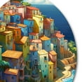 thumbnail image 3 of Designart "Azure Coastal Village" Modern Landscape Beach Metal Round Wall Art Prints, 3 of 5